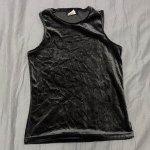 Club Monaco Gray and Black Fuzzy Top